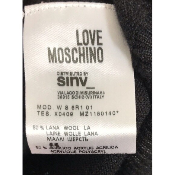 Love Moschino Black Tunic Sweater Size Medium? Asym Sleeve Knit Wool Blend. - Picture 9 of 10